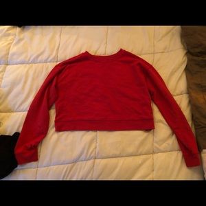 Red boxy long sleeve croptop